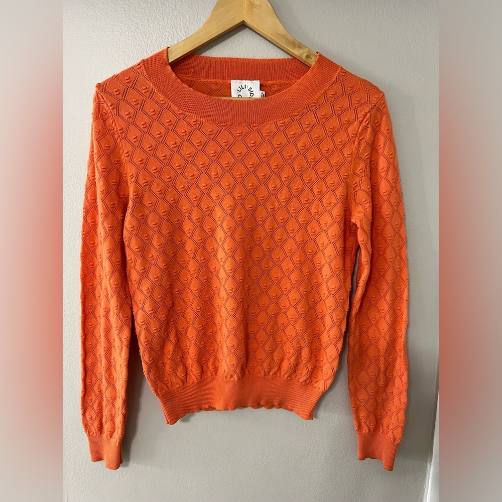 Lili Sidonio Orange Textured Knit Sweater Size S EUC